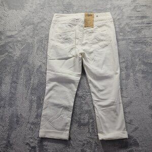 Silver Jeans White Cropped Capris with Embroidered Back Pockets
